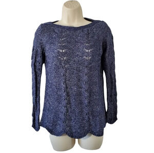 SOFT SURROUNDINGS Blue Open Knit Sweater